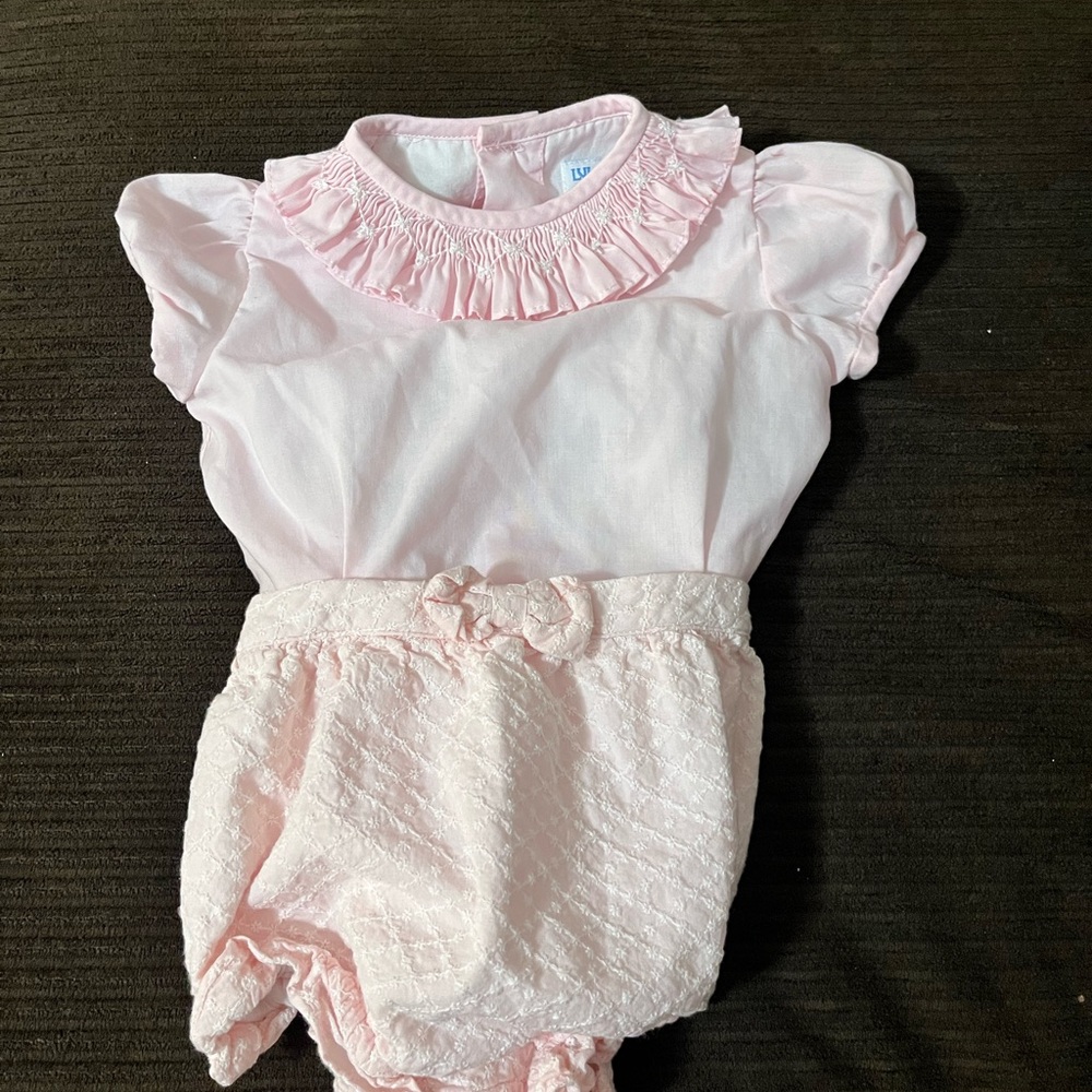 Luli & Me Pink Diamond Ruffle Bubble Romper
